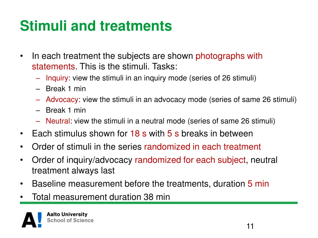 stimuli and treatments