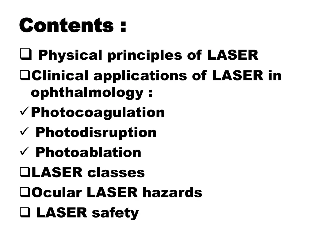 contents contents physical principles of laser