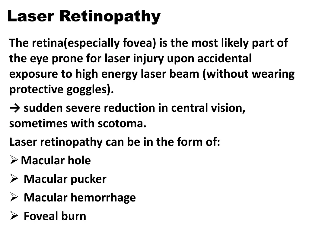 laser retinopathy