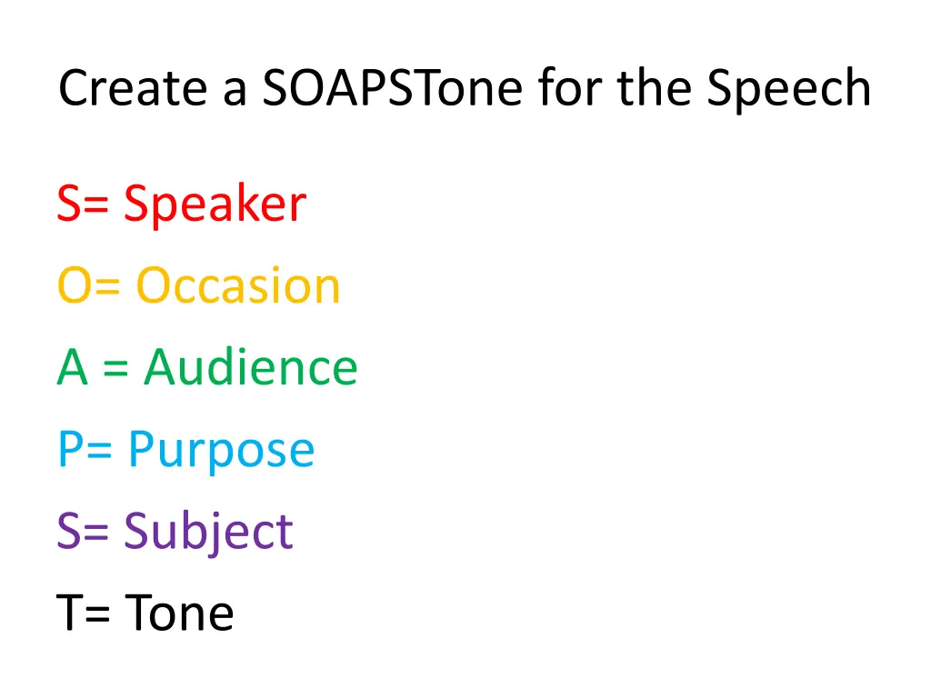 create a soapstone for the speech
