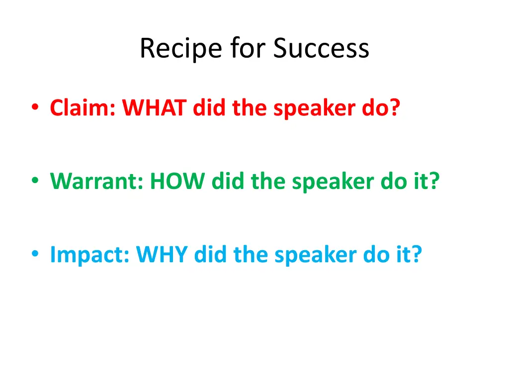 recipe for success