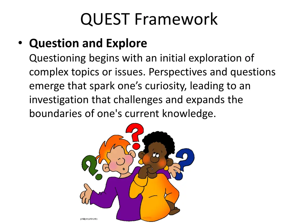 quest framework question and explore questioning
