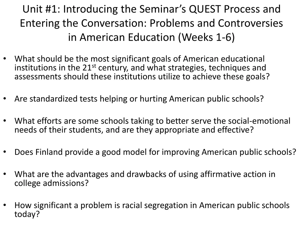 unit 1 introducing the seminar s quest process 1