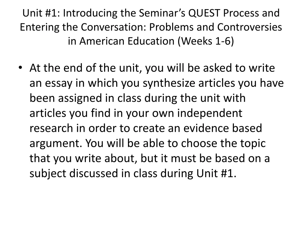 unit 1 introducing the seminar s quest process 2