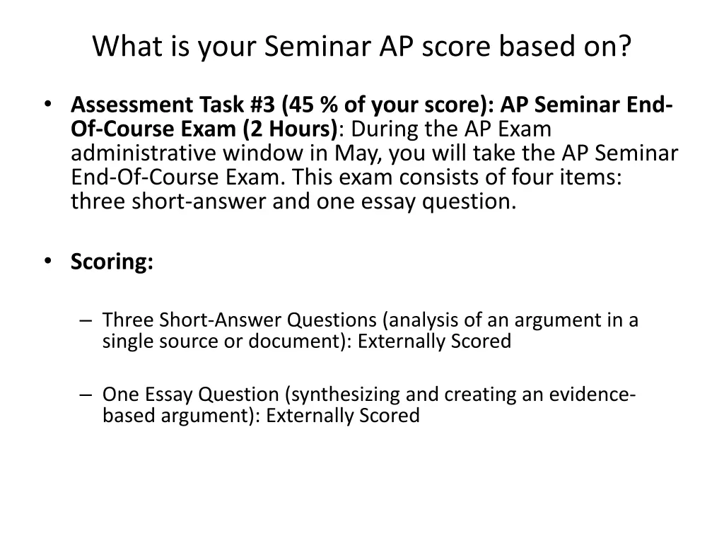 what is your seminar ap score based on 2