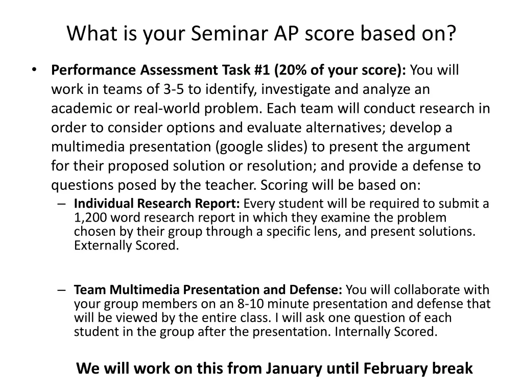 what is your seminar ap score based on