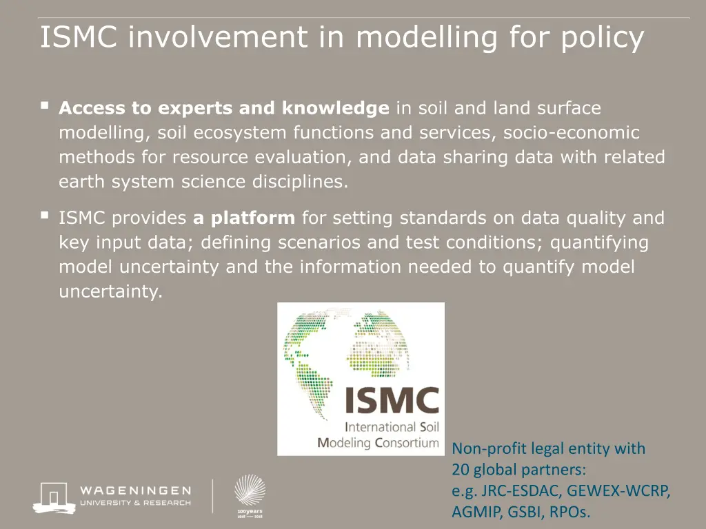 ismc involvement in modelling for policy