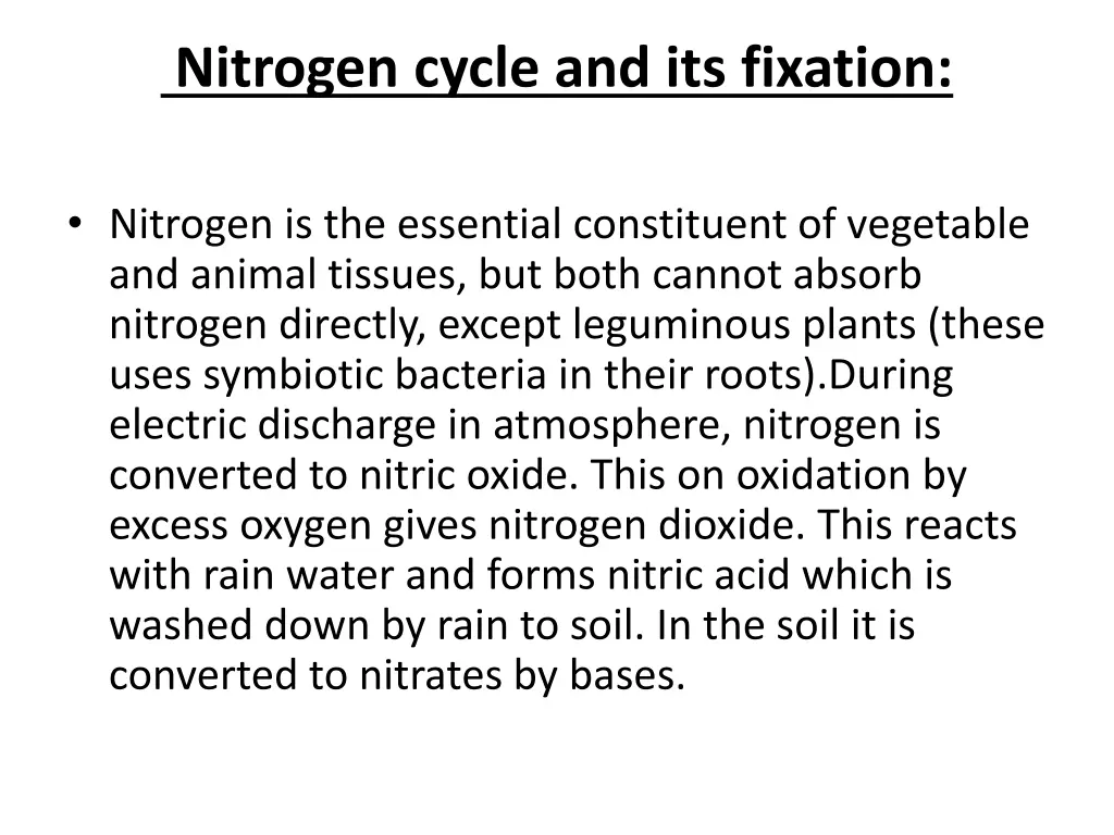 nitrogen cycle and its fixation
