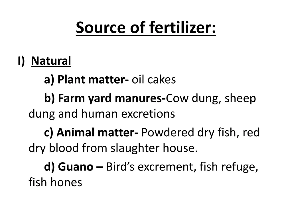 source of fertilizer