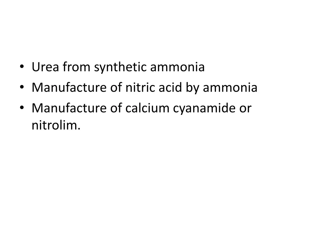 urea from synthetic ammonia manufacture of nitric