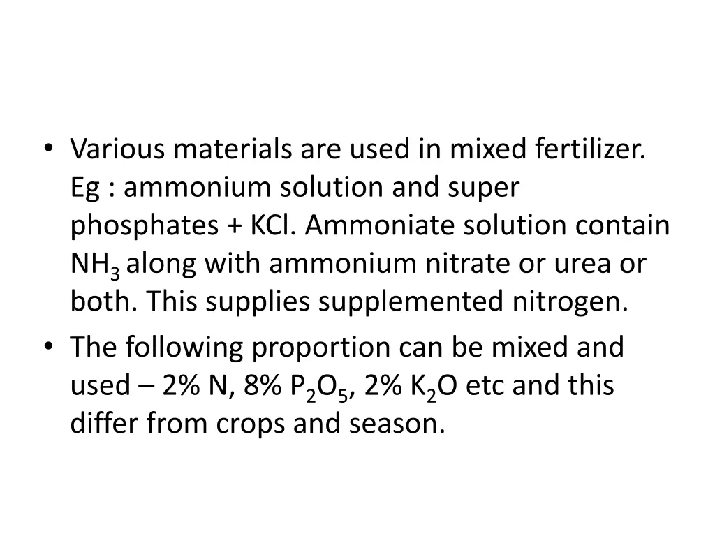 various materials are used in mixed fertilizer