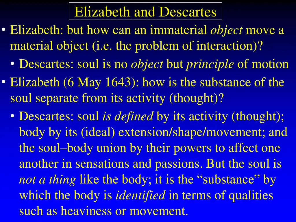 elizabeth and descartes