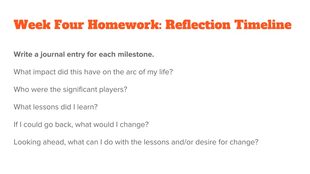week four homework reflection timeline 1