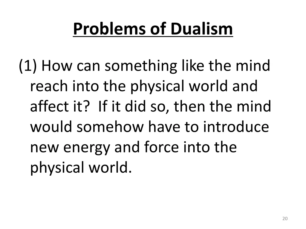 problems of dualism