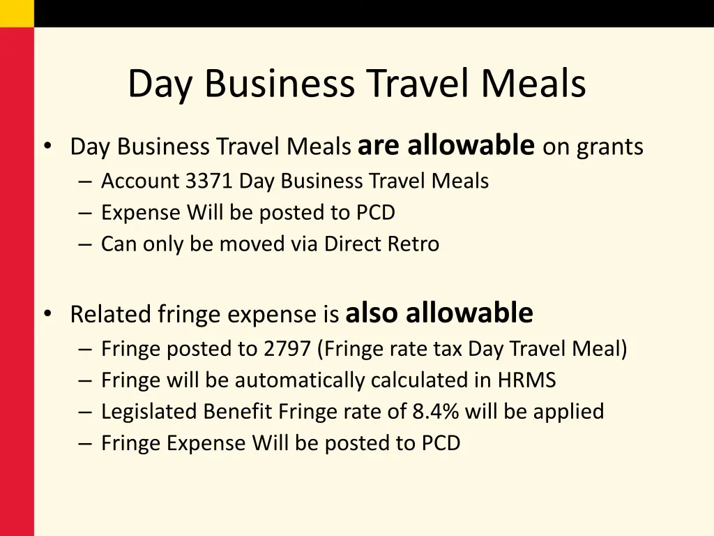 day business travel meals
