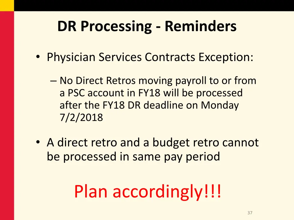 dr processing reminders