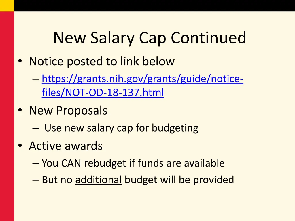 new salary cap continued notice posted to link