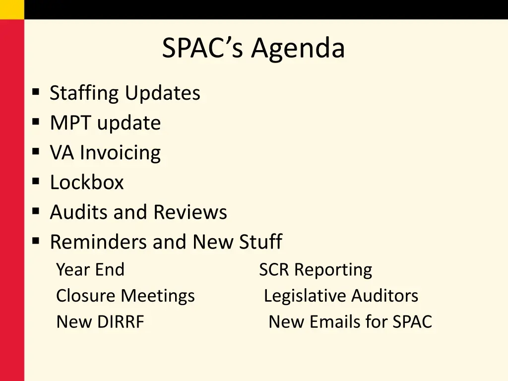 spac s agenda