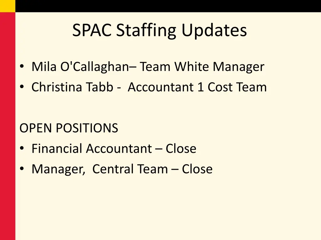 spac staffing updates