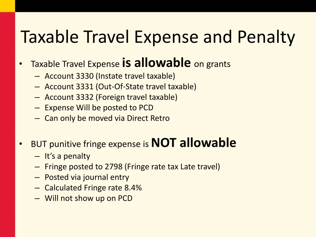 taxable travel expense and penalty