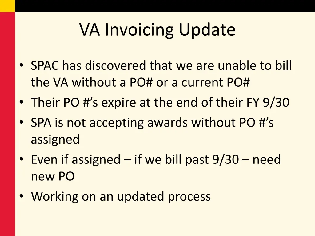 va invoicing update