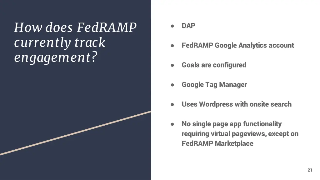 how does fedramp currently track engagement