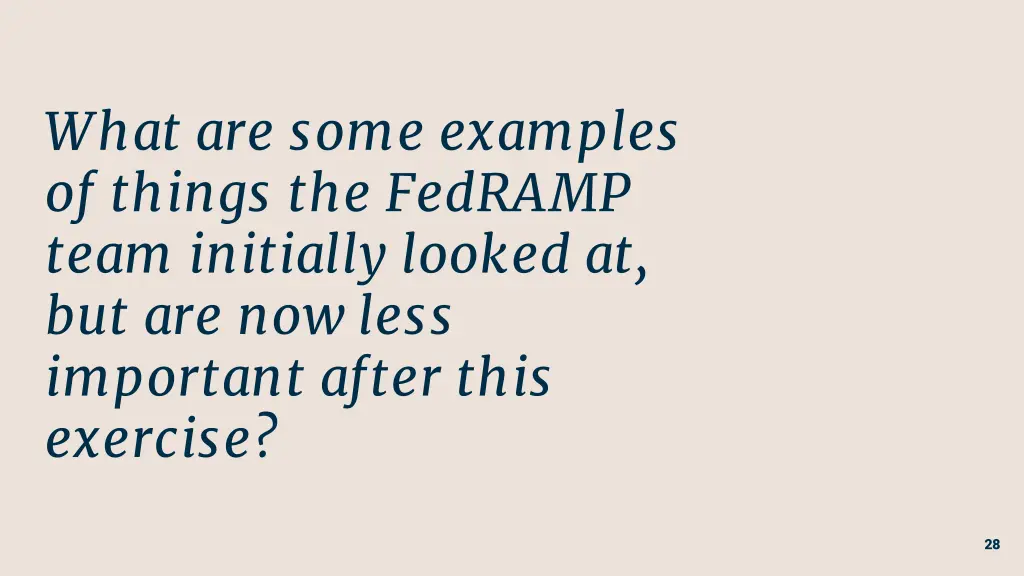 what are some examples of things the fedramp team