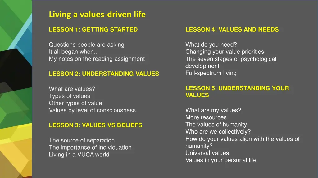 living a values driven life 1