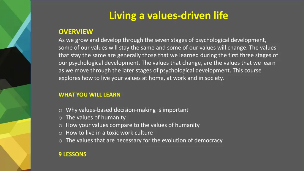 living a values driven life