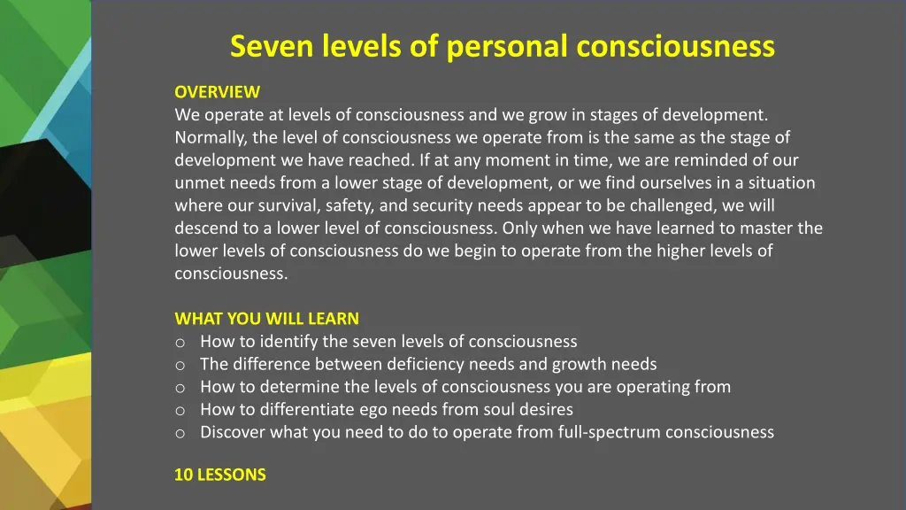 seven levels of personal consciousness