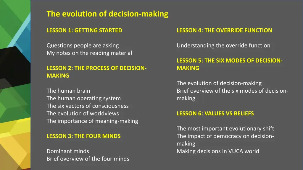 the evolution of decision making 1