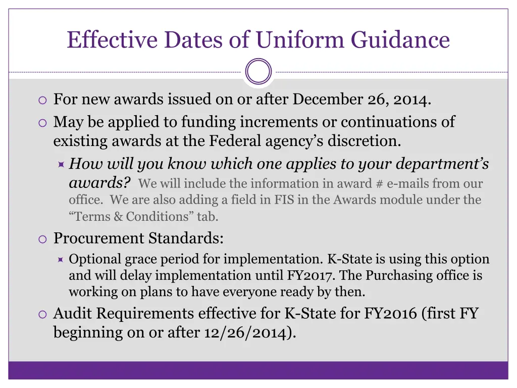 effective dates of uniform guidance