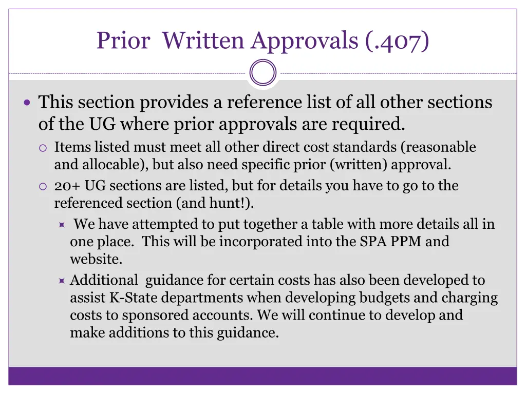 prior written approvals 407