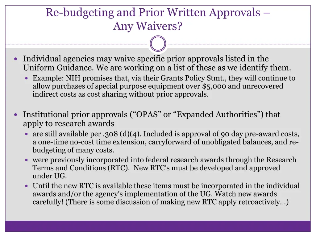 re budgeting and prior written approvals