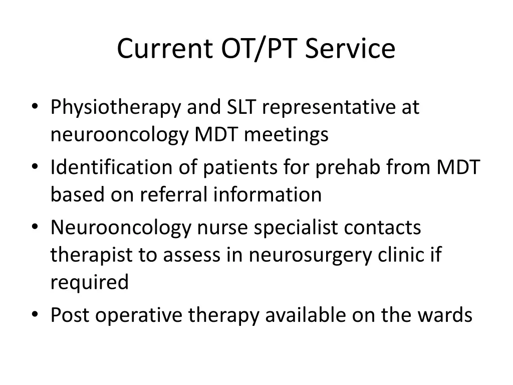 current ot pt service