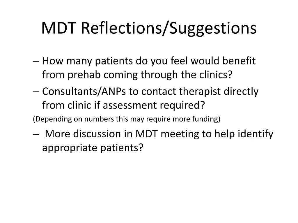 mdt reflections suggestions