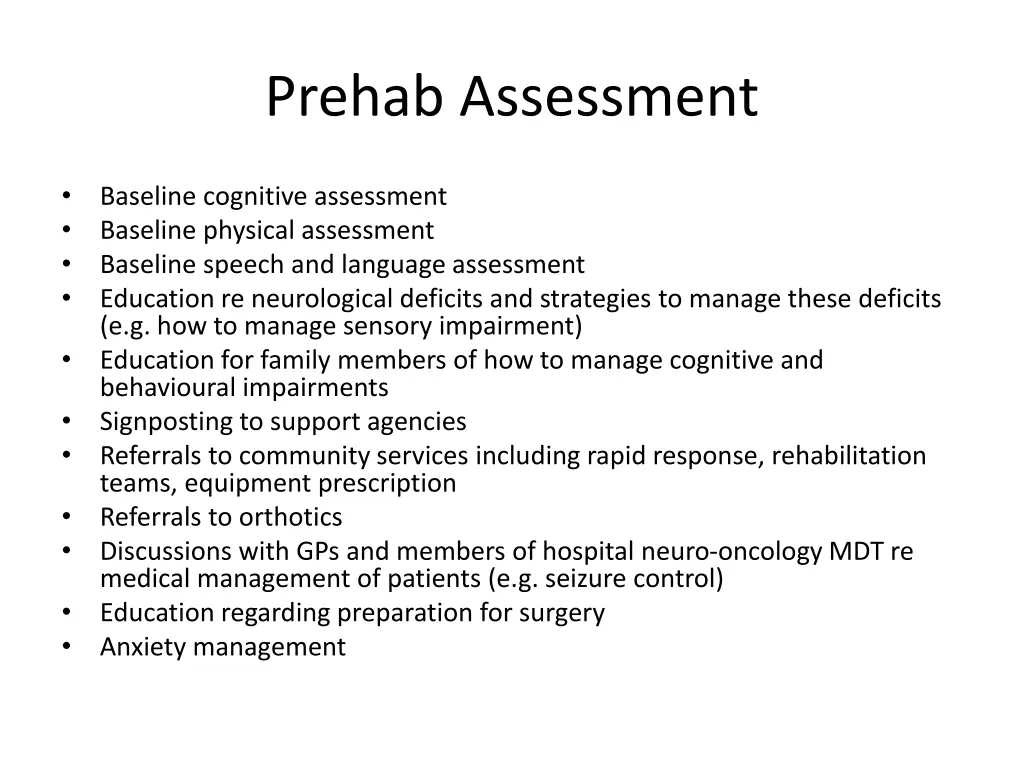prehab assessment