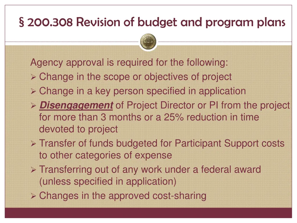 200 308 revision of budget and program plans