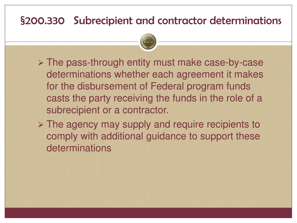 200 330 subrecipient and contractor determinations