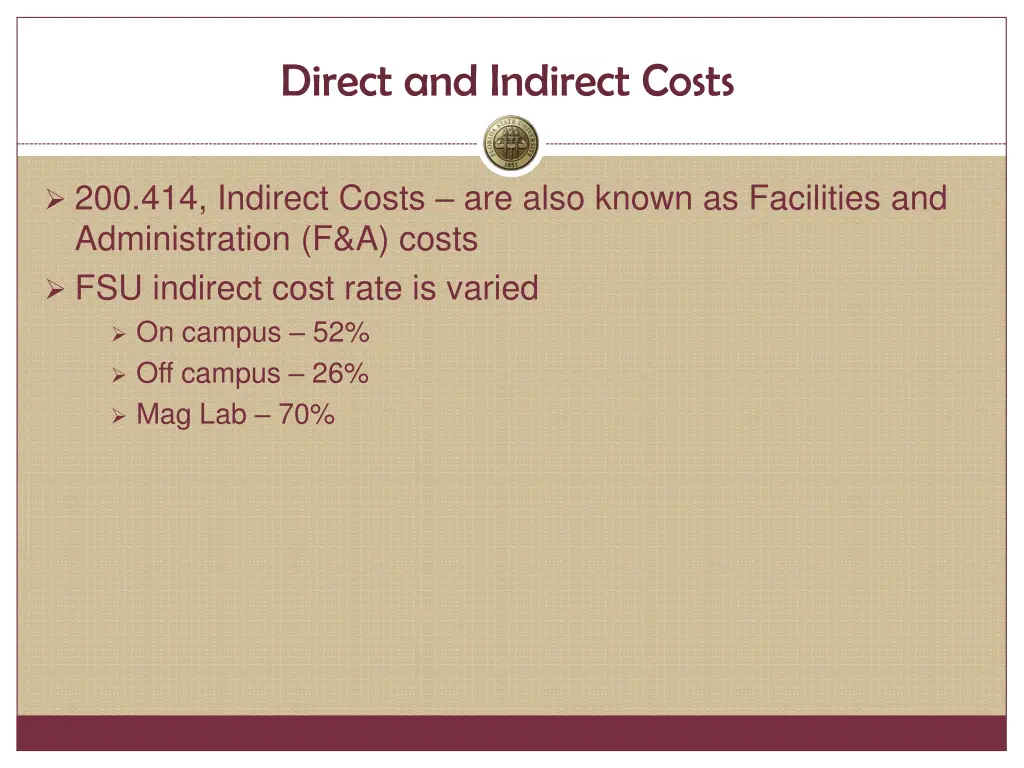 direct and indirect costs