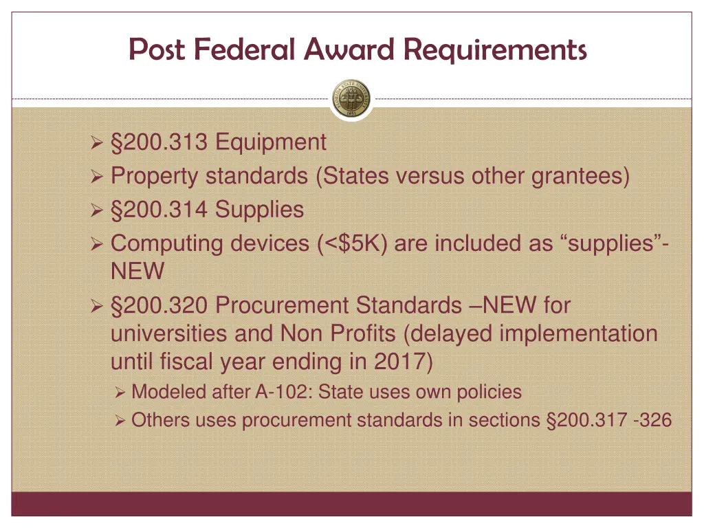 post federal award requirements 1