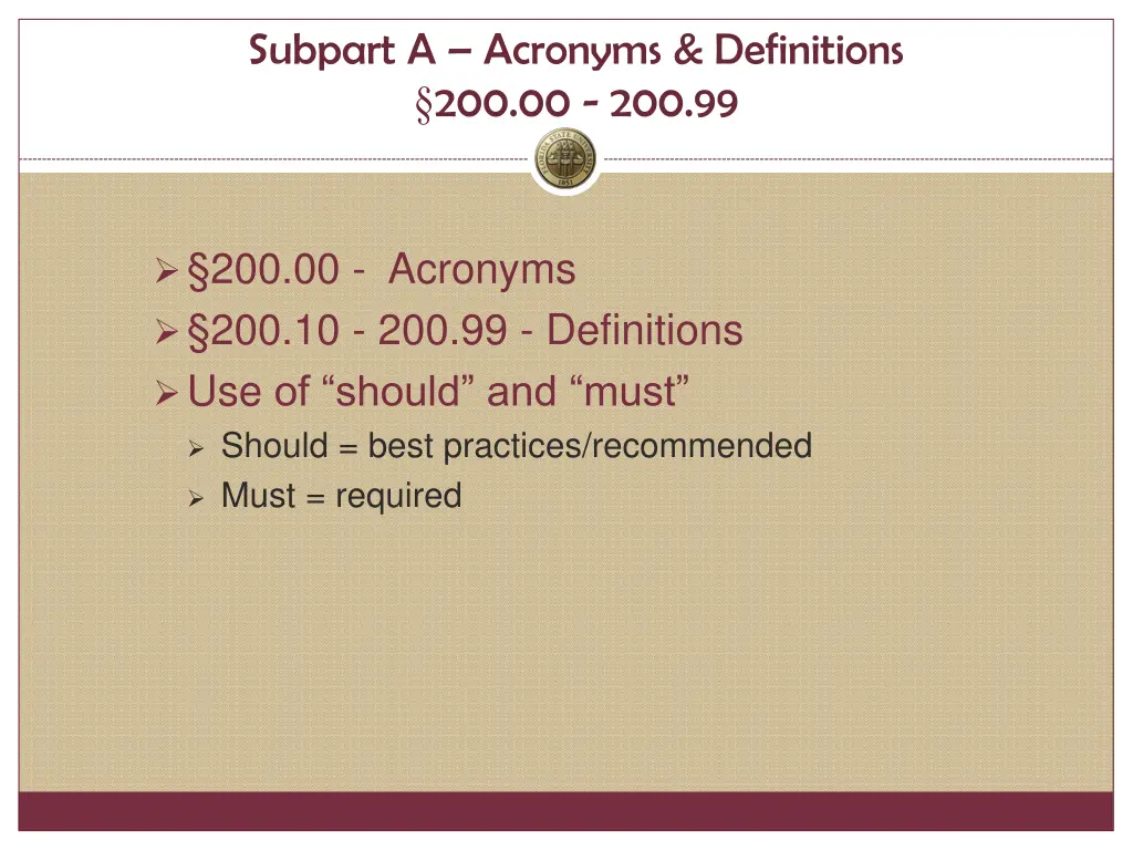 subpart a acronyms definitions 200 00 200 99