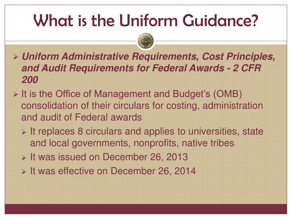 what is the uniform guidance