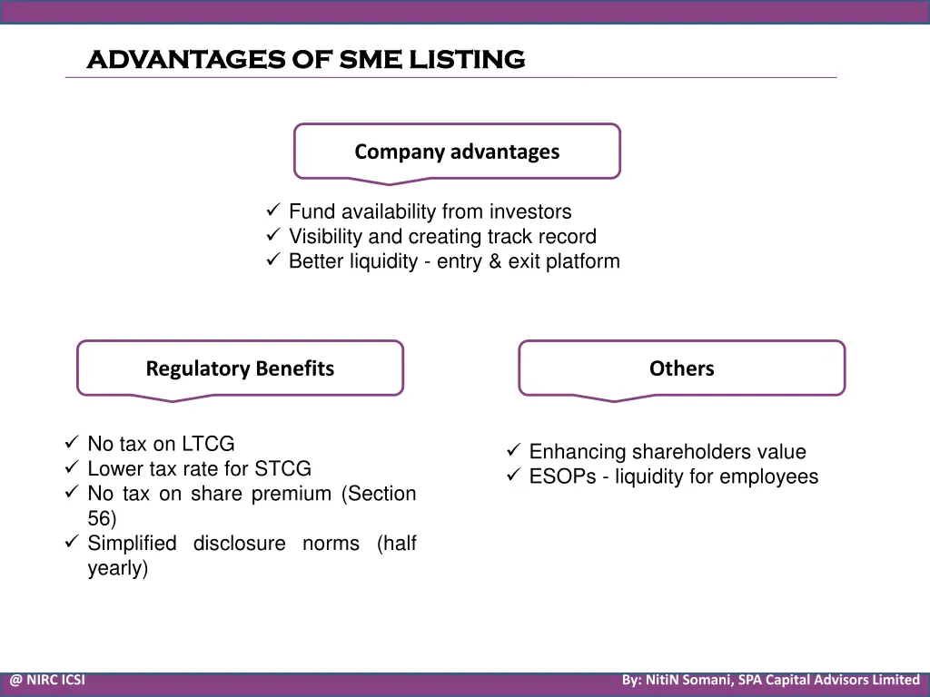 advantages of sme listing advantages