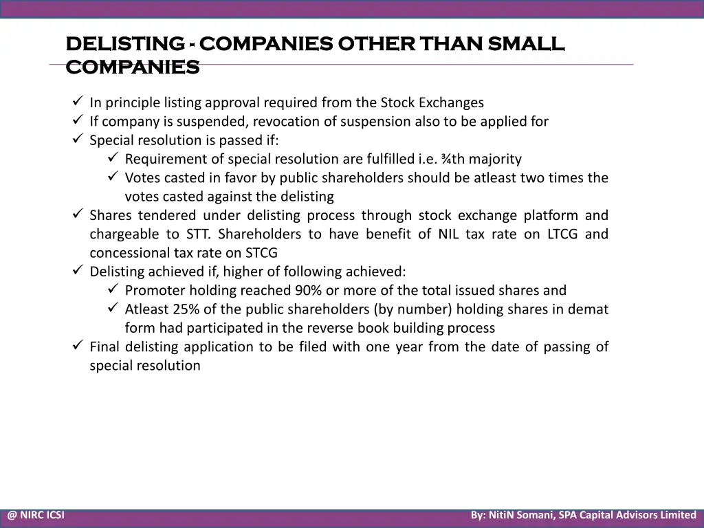 delisting delisting companies other than small