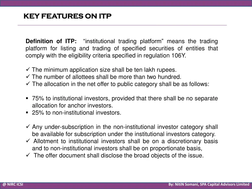 key features on itp key features on itp
