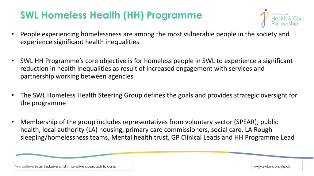 swl homeless health hh programme