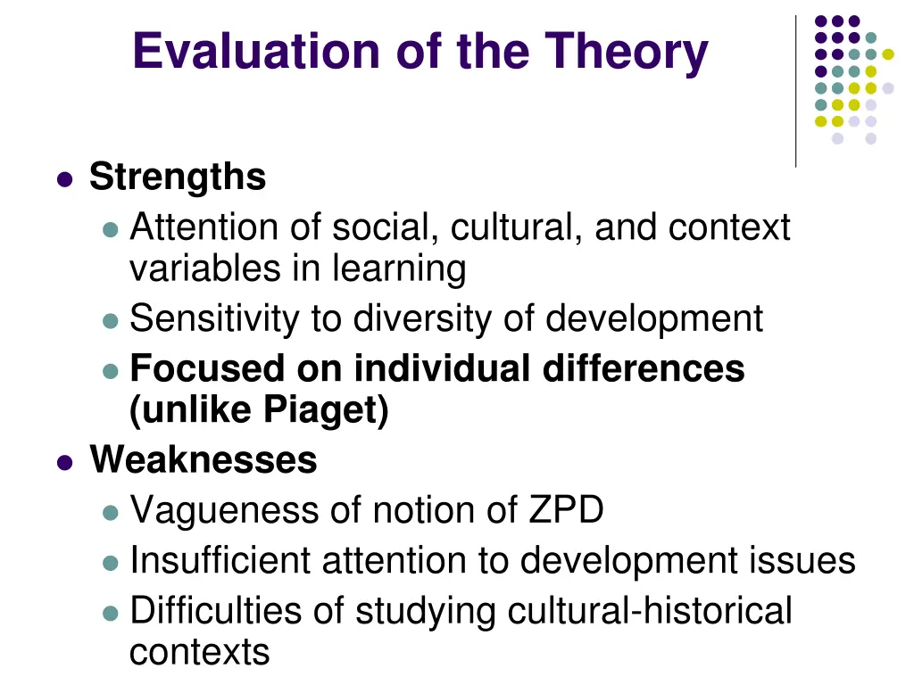 evaluation of the theory