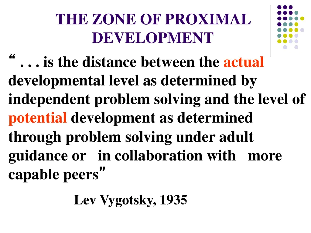 the zone of proximal development is the distance