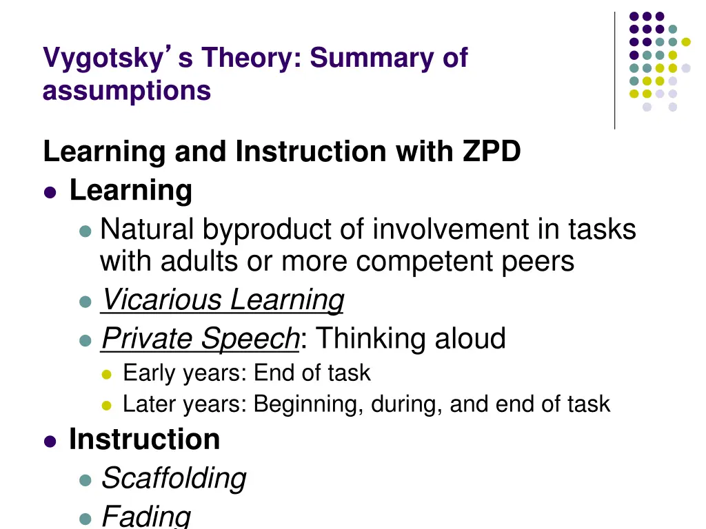 vygotsky s theory summary of assumptions
